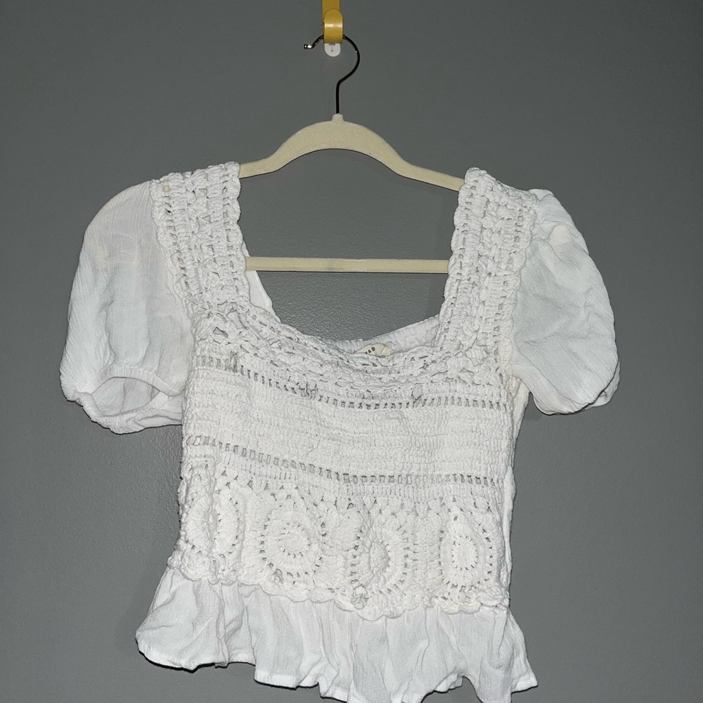 Chic White Crochet Blouse
